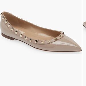 Valentino Garavani Rockstud Pointed Toe Ballerina Flat